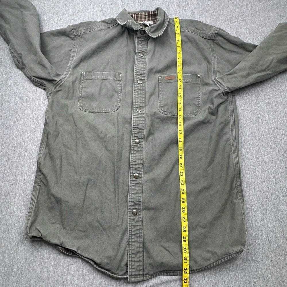 Carhartt S296 MOS Canvas Shirt Jacket Men's Large Moss Green‎ Flannel Lined